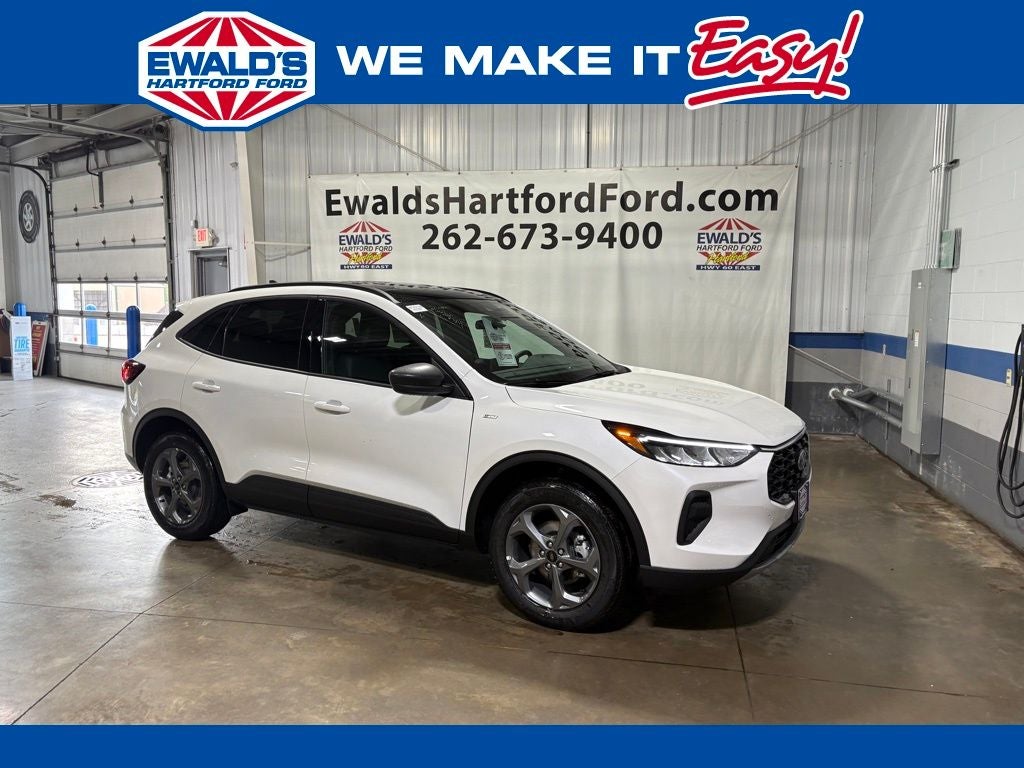 2026 Ford Escape ST-Line in White Metallic — front three-quarter view