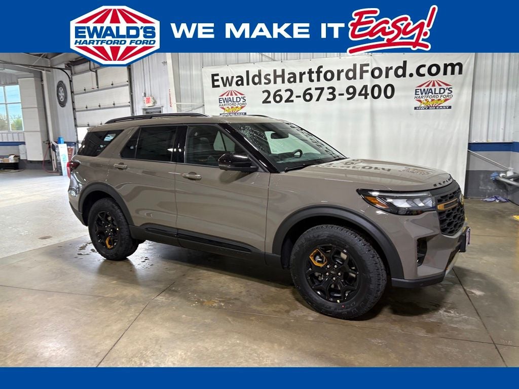 2026 Ford Explorer Tremor in Marsh Gray — front three-quarter view