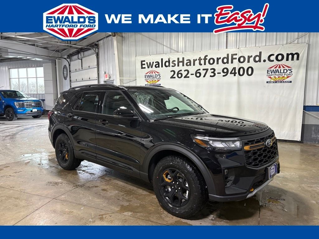 2026 Ford Explorer Tremor in Black Metallic — front three-quarter view