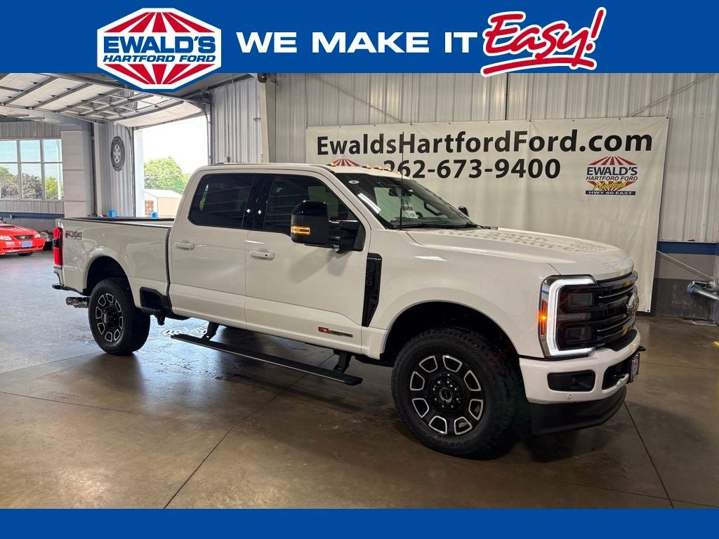 2026 Ford F-250SD Platinum in White Metallic — front three-quarter view