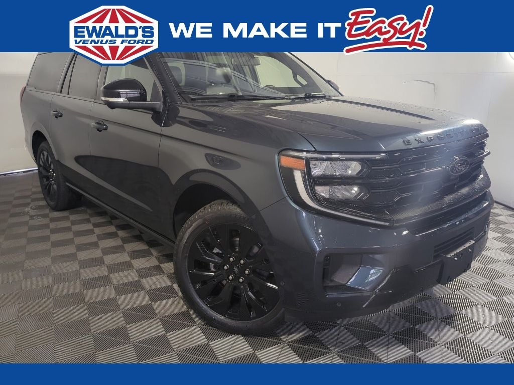 2025 Ford Expedition Max Platinum in Blue — front three-quarter view