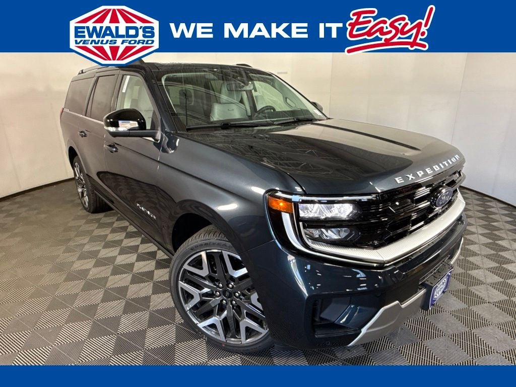 2026 Ford Expedition Max Platinum in Blue Metallic — front three-quarter view
