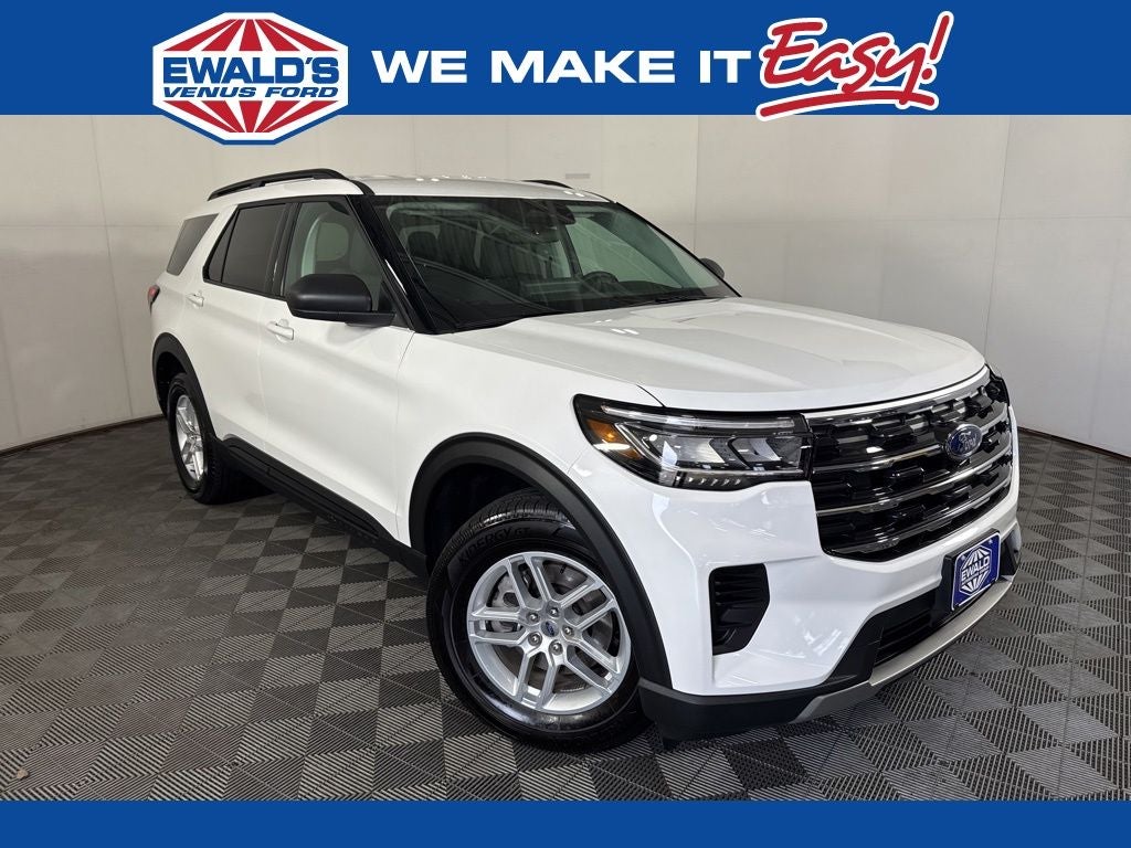 2026 Ford Explorer Active in White Metallic — front three-quarter view