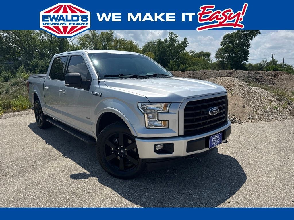 2017 Ford F-150 XLT in Ingot Silver — front three-quarter view