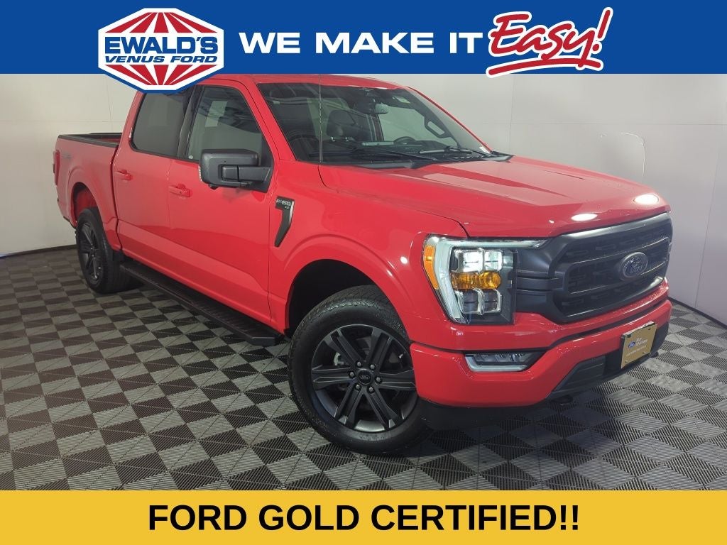 2023 Ford F-150 XLT in Race Red — front three-quarter view