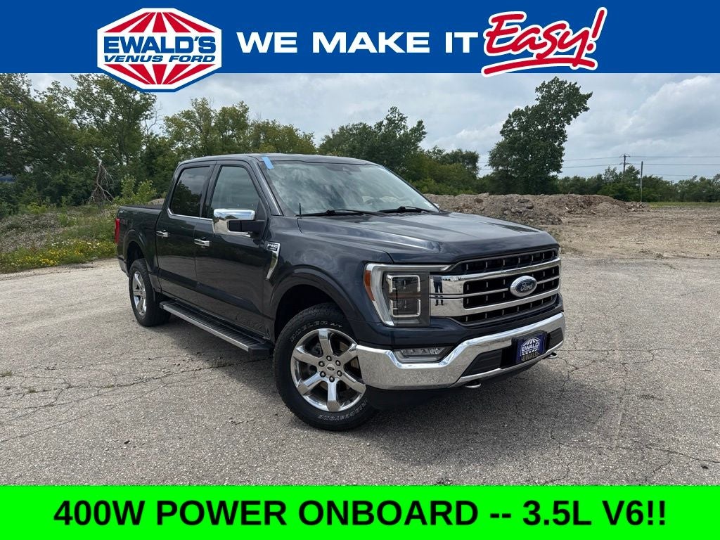 2021 Ford F-150 Lariat in Quartz Metallic — front three-quarter view