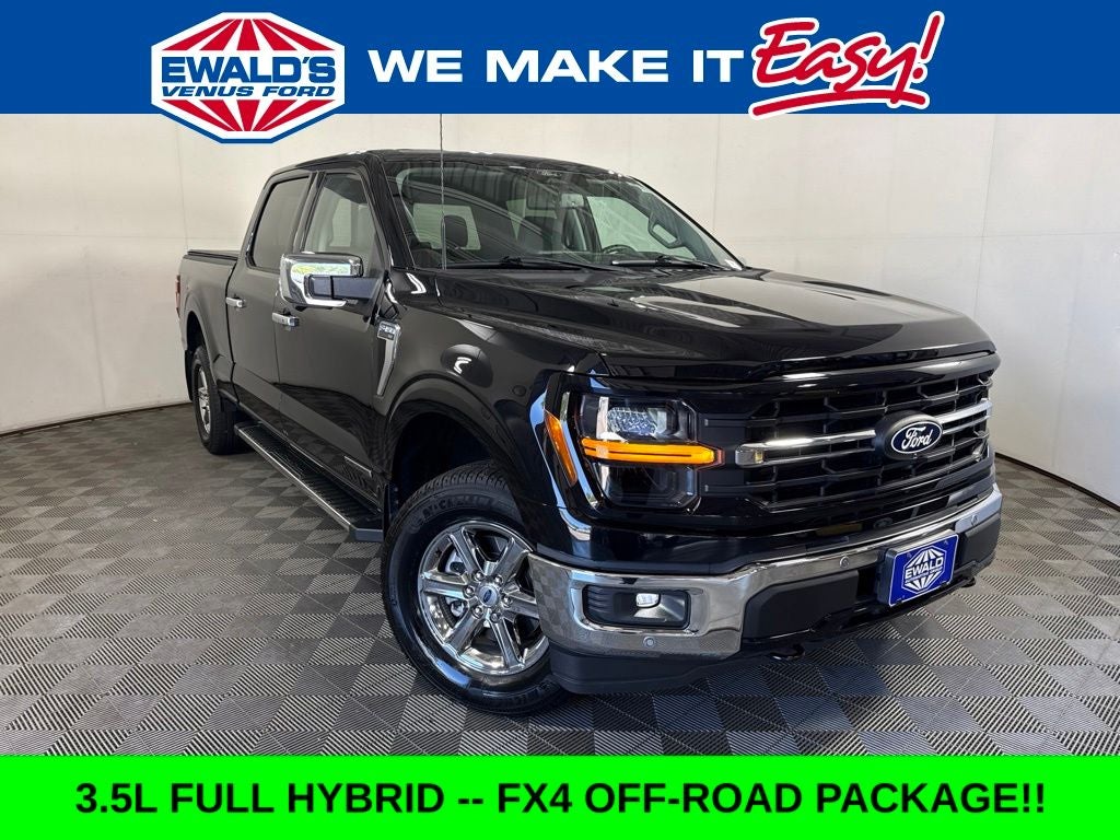 2024 Ford F-150 XLT in Black Metallic — front three-quarter view