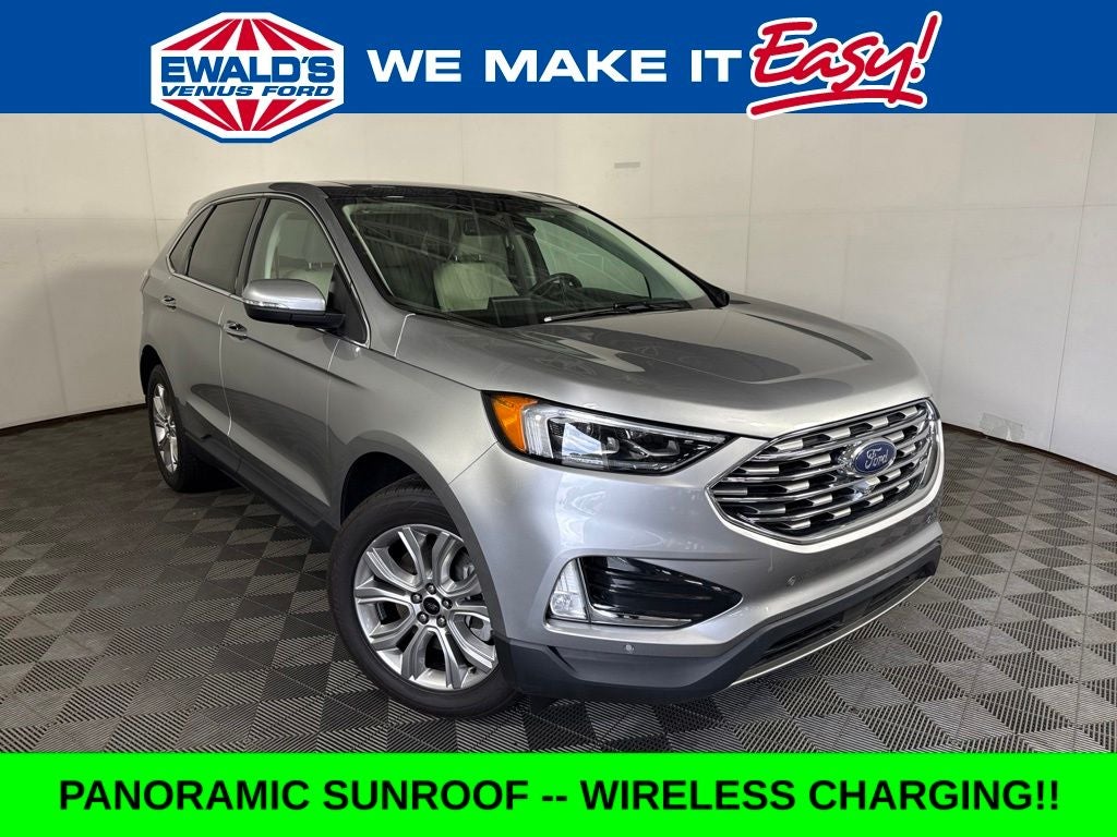 2023 Ford Edge Titanium in Silver Metallic — front three-quarter view