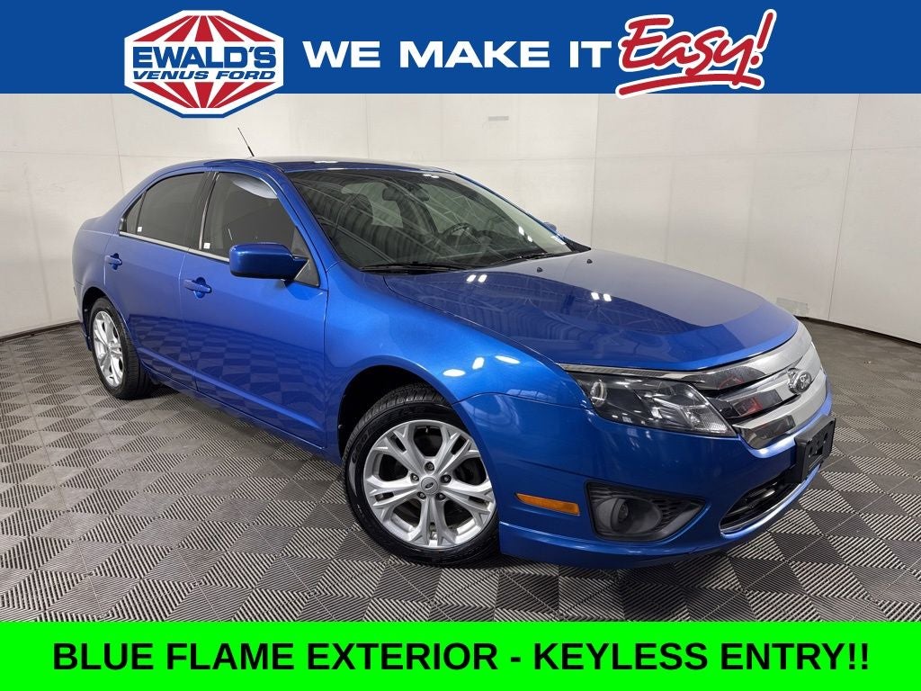 2012 Ford Fusion SE in Blue Flame — front three-quarter view