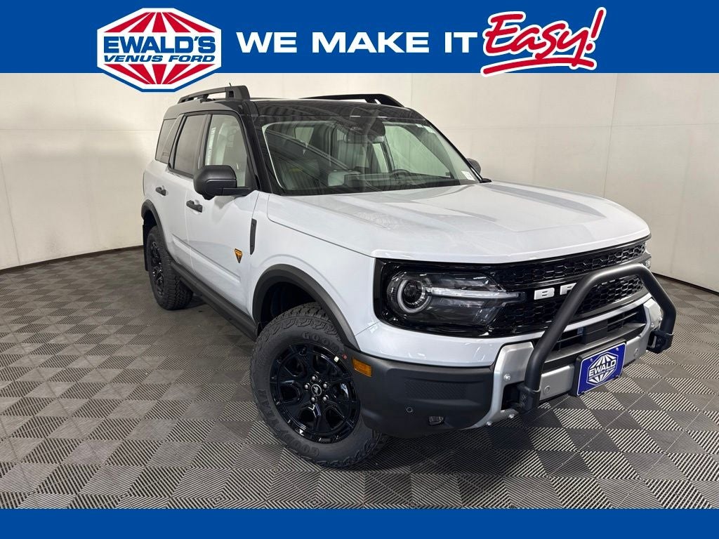 2026 Ford Bronco Sport Badlands in White — front three-quarter view